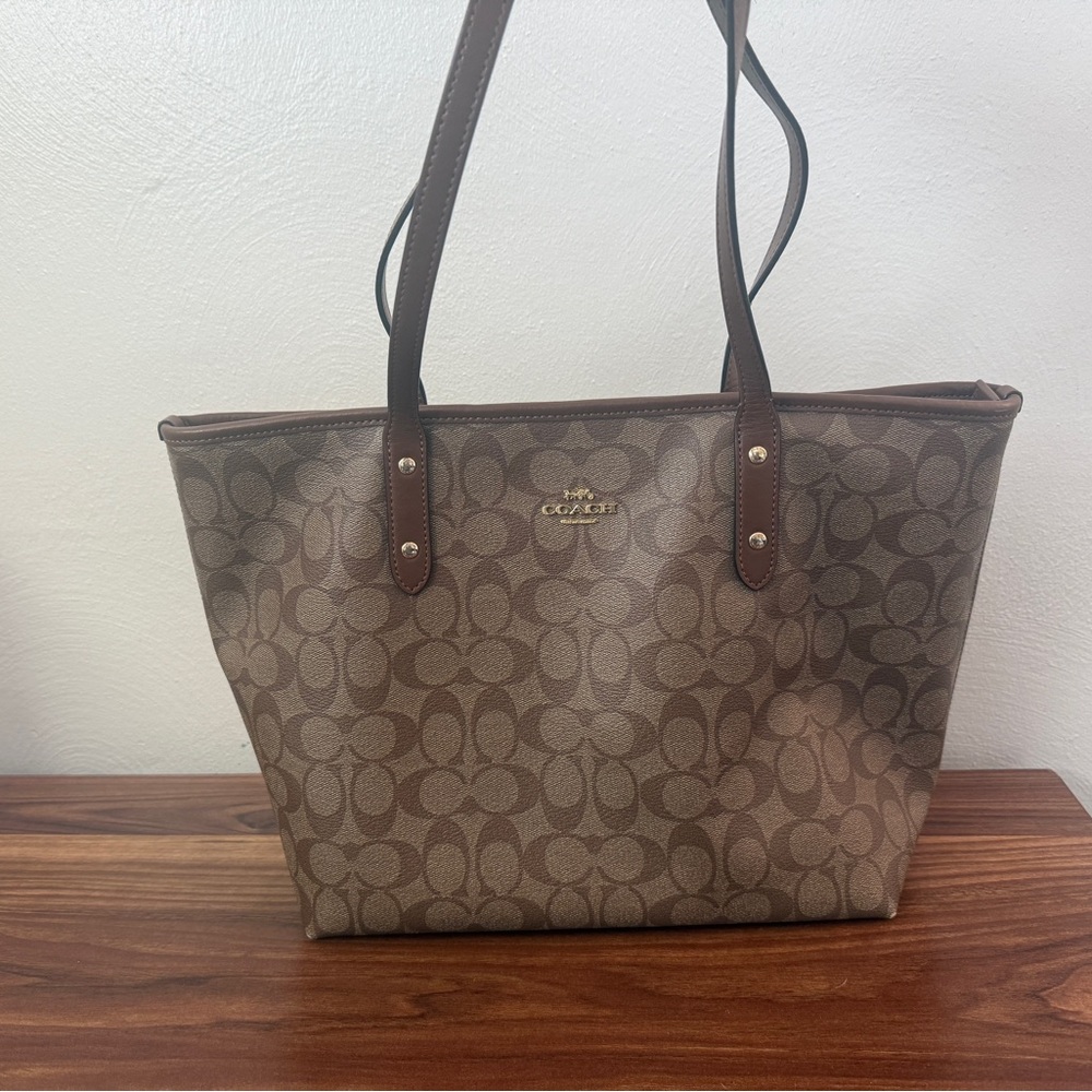 Coach Tan and Brown Signature Tote